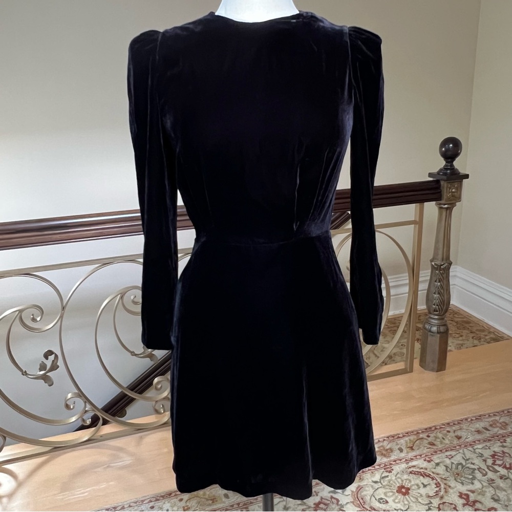 NWT Sandro Paola Black Velvet Long Sleeve Dress—NO COLLAR & 2 small seam rips